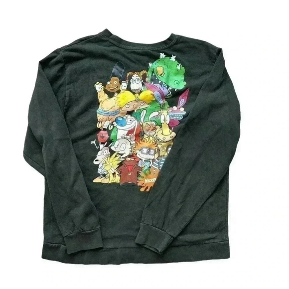 Nickelodeon Rugrats Hey Arnold Black Graphic Crewneck Vintage Sweatshirt L - Picture 8 of 9